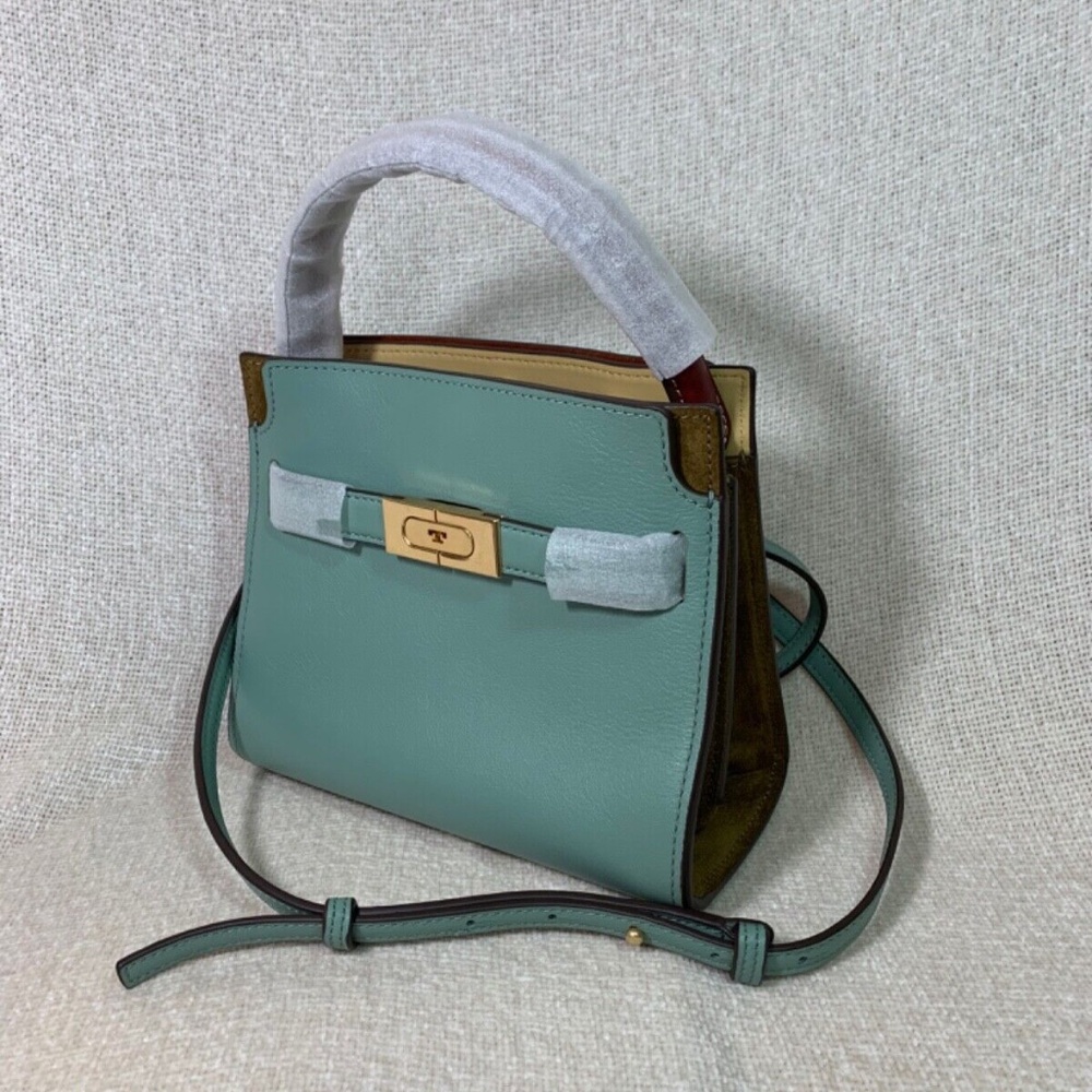 NEW Tory Burch Lee Radziwill Rivulet Blue Leather Petite Double Bag/Shoulder Bag - Picture 4 of 15